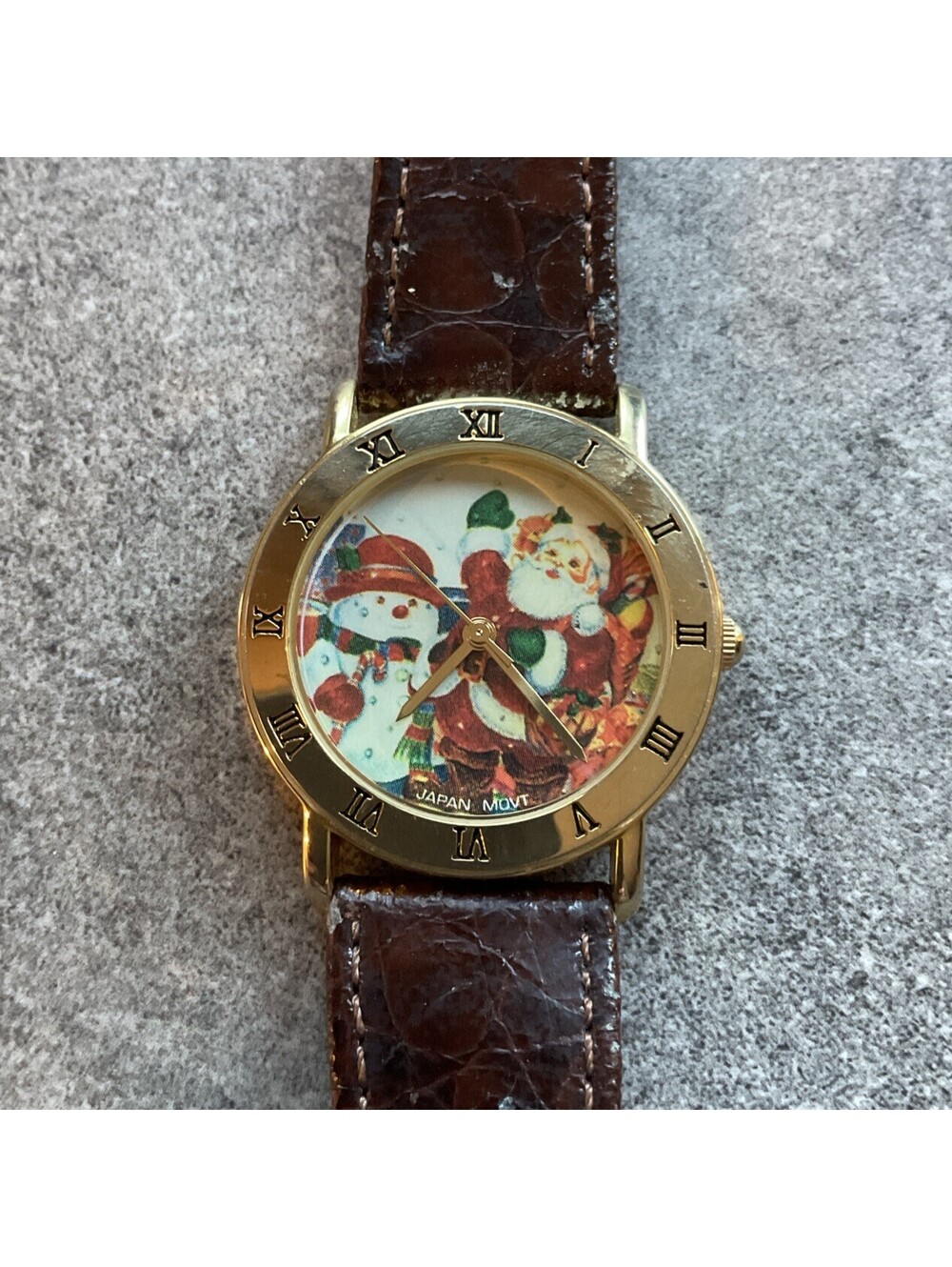 Vintage Milan Unisex Watch 32mm Gold Tone Case With Christmas Themed Dial B-H